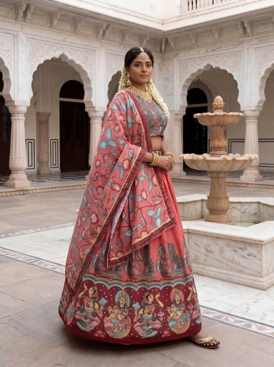 Designer Crepe Lehenga Choli with Kalamkari Print
