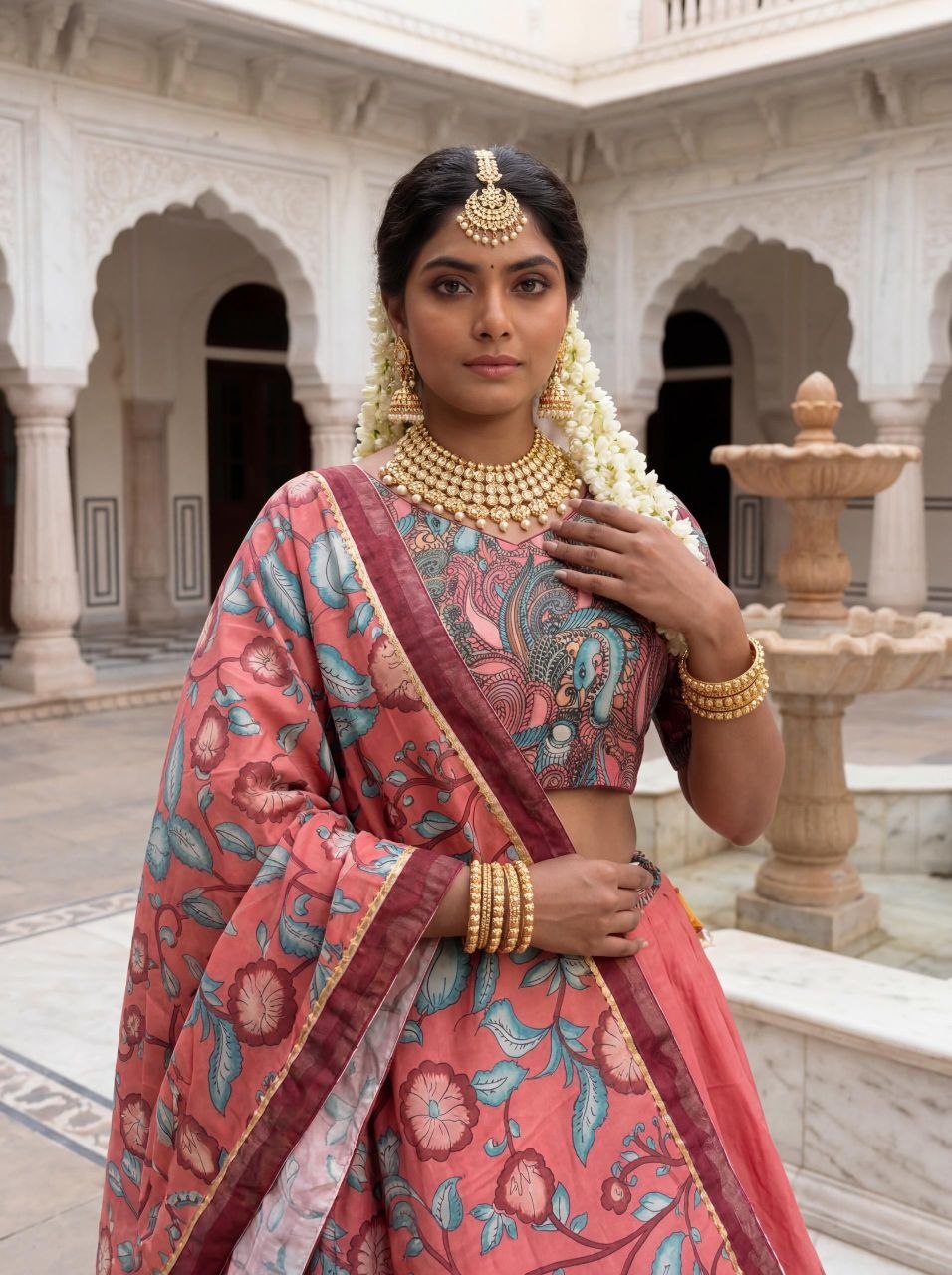 Designer Crepe Lehenga Choli with Kalamkari Print