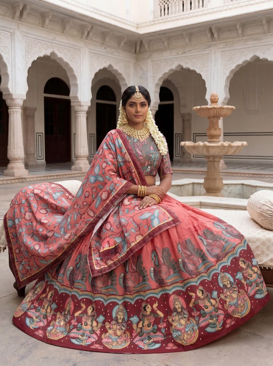 Designer Crepe Lehenga Choli with Kalamkari Print