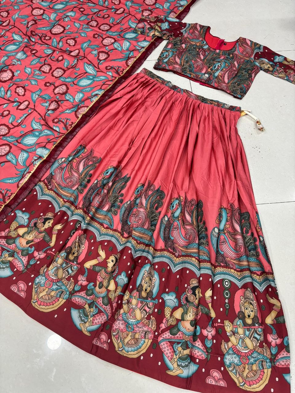 Designer Crepe Lehenga Choli with Kalamkari Print