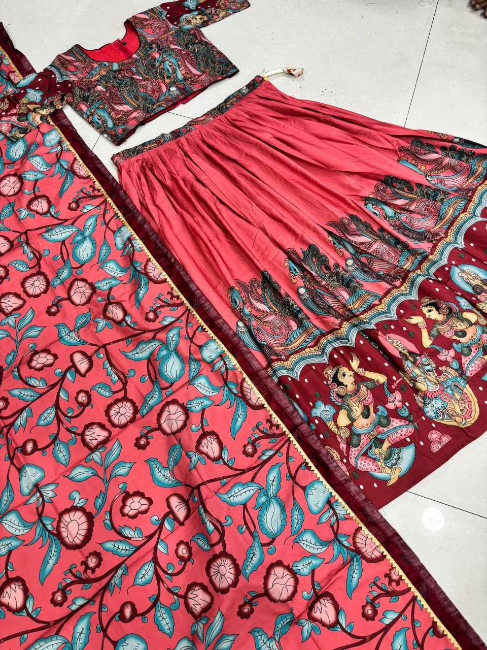 Designer Crepe Lehenga Choli with Kalamkari Print