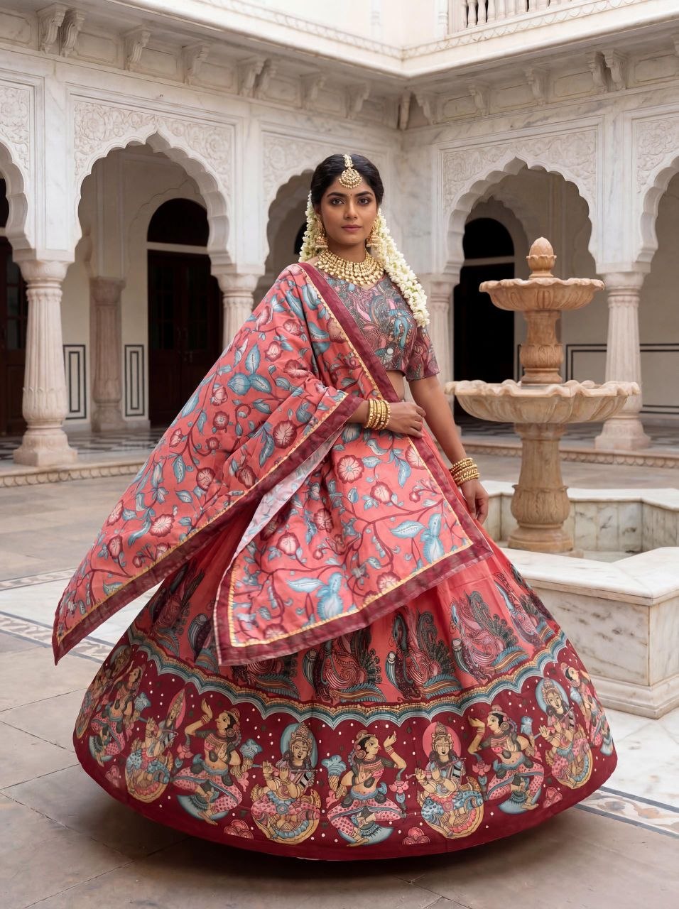 Designer Crepe Lehenga Choli with Kalamkari Print