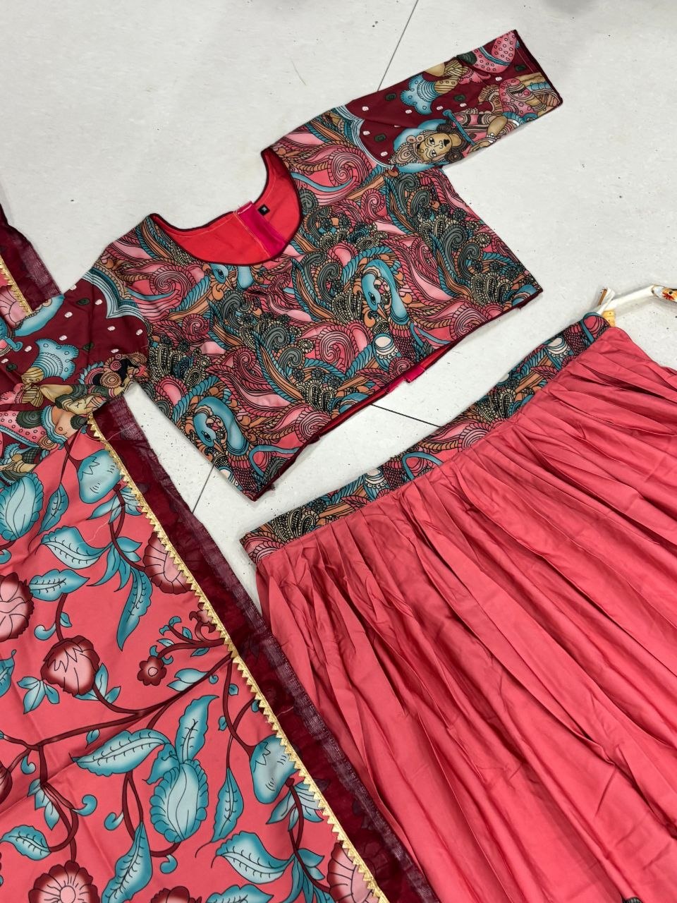 Designer Crepe Lehenga Choli with Kalamkari Print
