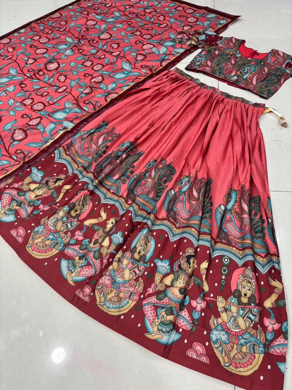 Designer Crepe Lehenga Choli with Kalamkari Print