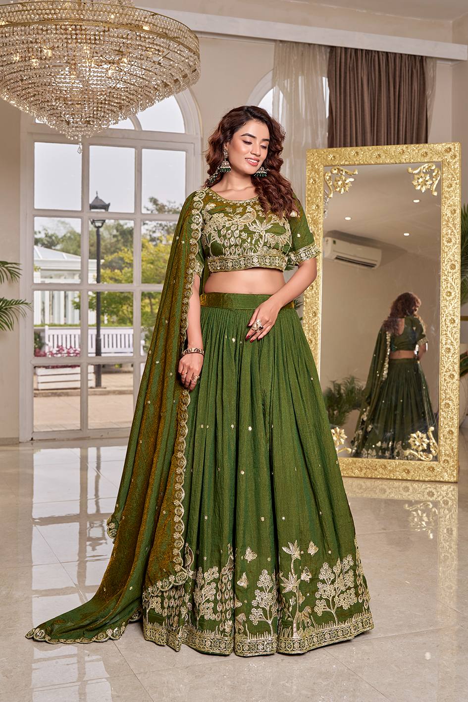 Heavy Designer NC Vichitra Lehenga Choli Set with Embroidery Sequence Work