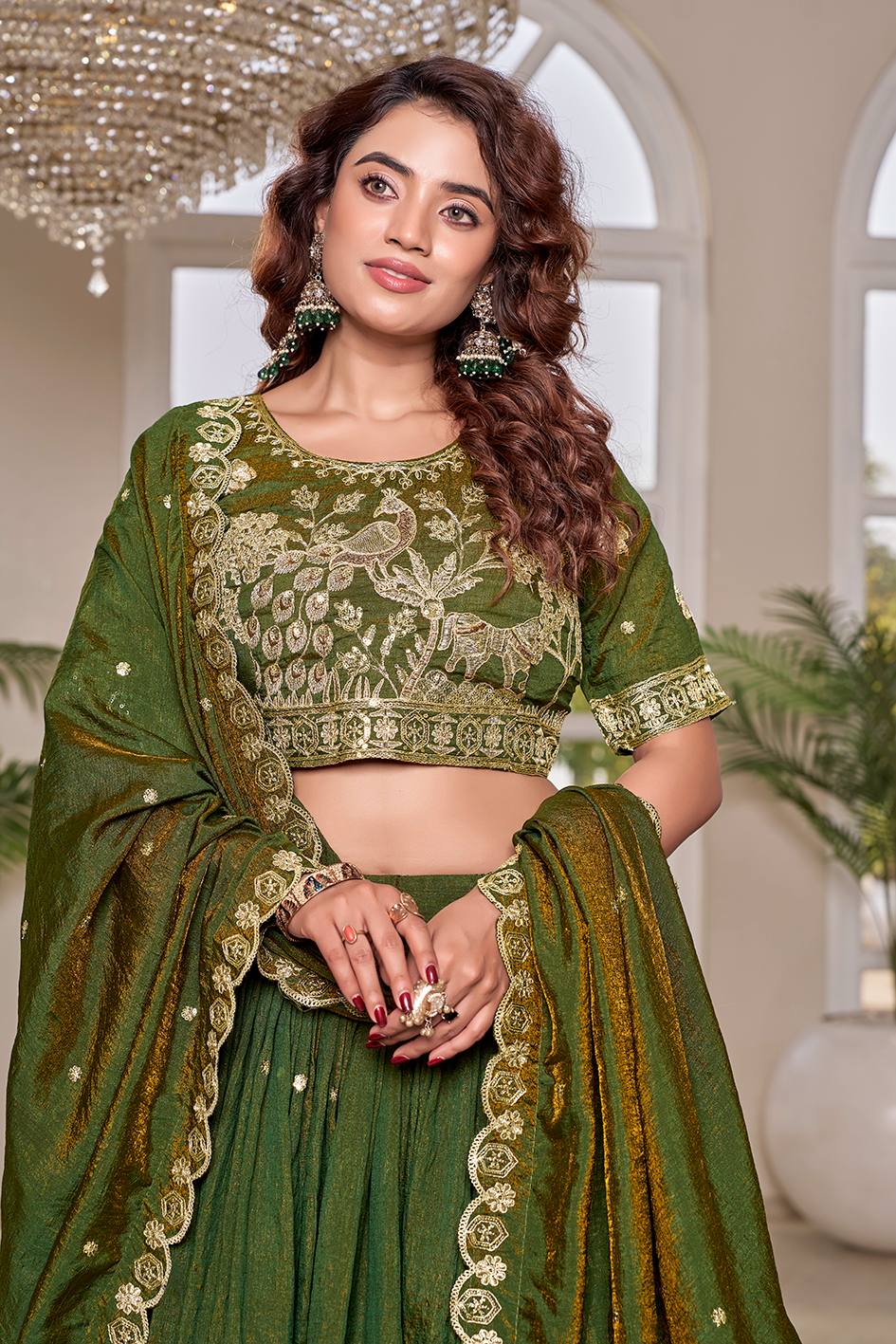 Heavy Designer NC Vichitra Lehenga Choli Set with Embroidery Sequence Work