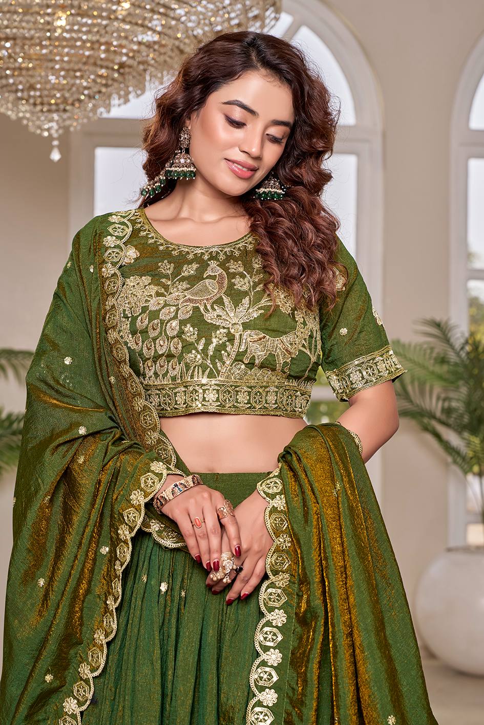 Heavy Designer NC Vichitra Lehenga Choli Set with Embroidery Sequence Work