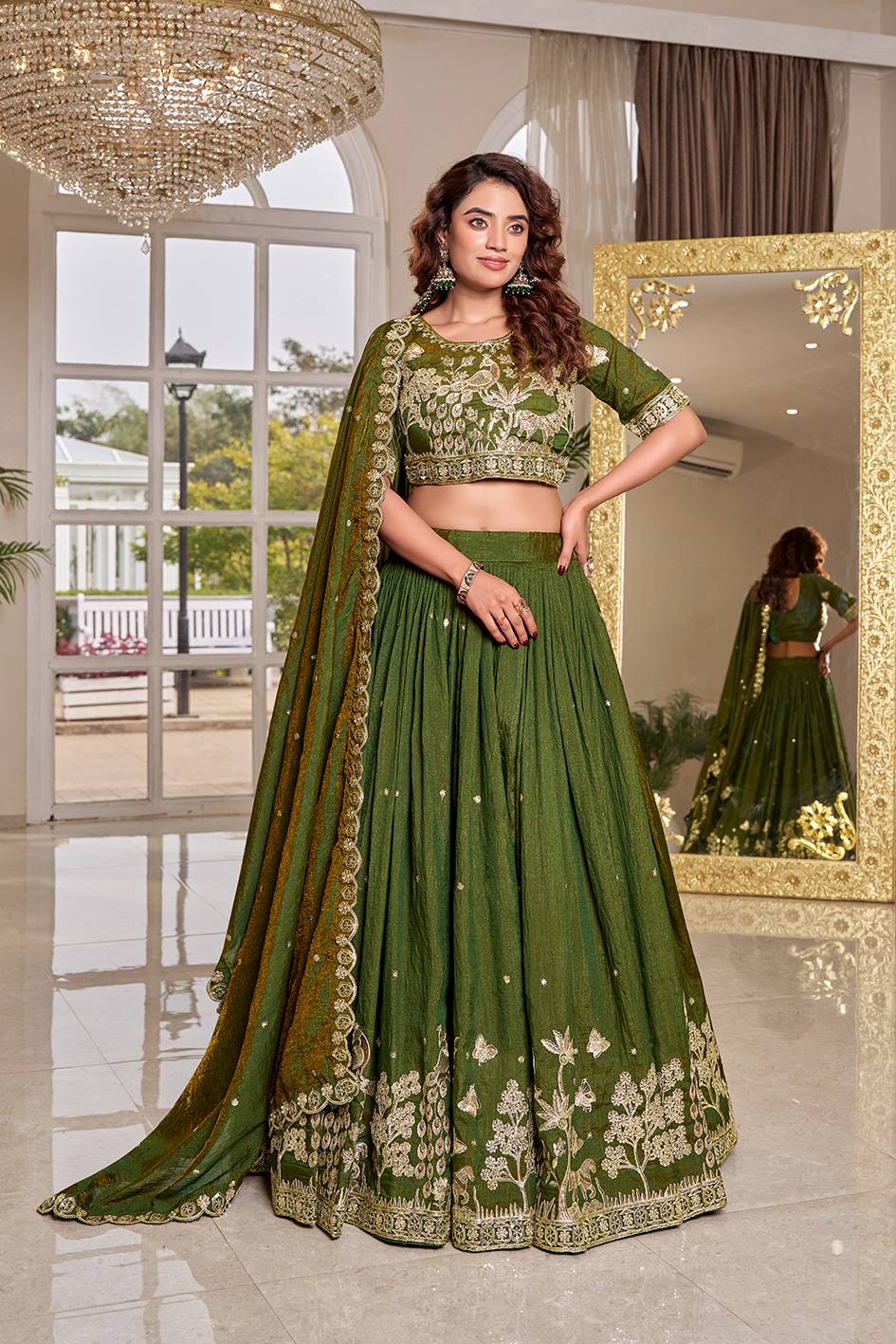 Heavy Designer NC Vichitra Lehenga Choli Set with Embroidery Sequence Work