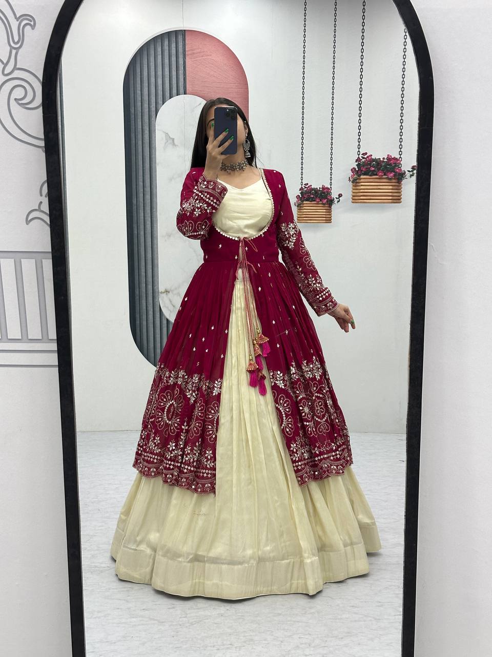 Simar Cosmos Lehenga Choli with Heavy Embroidered Shrug – Fully Stitched Festive Wear Set