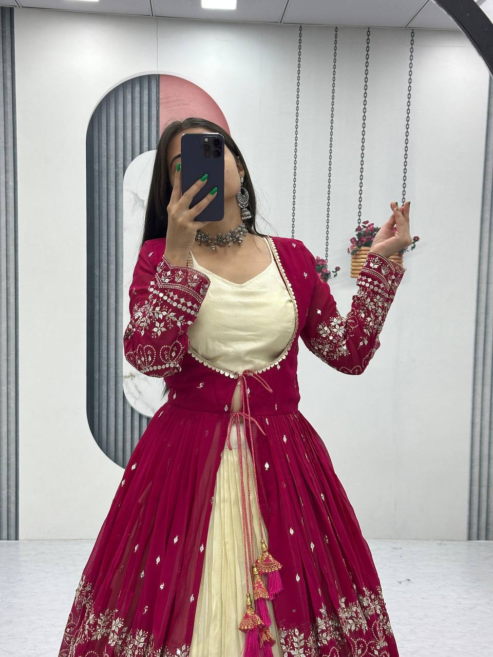 Simar Cosmos Lehenga Choli with Heavy Embroidered Shrug – Fully Stitched Festive Wear Set
