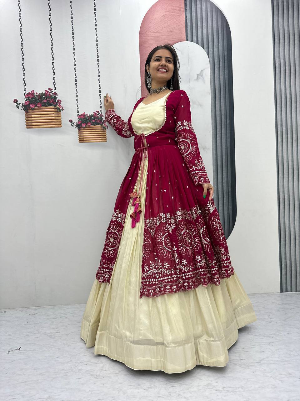 Simar Cosmos Lehenga Choli with Heavy Embroidered Shrug – Fully Stitched Festive Wear Set