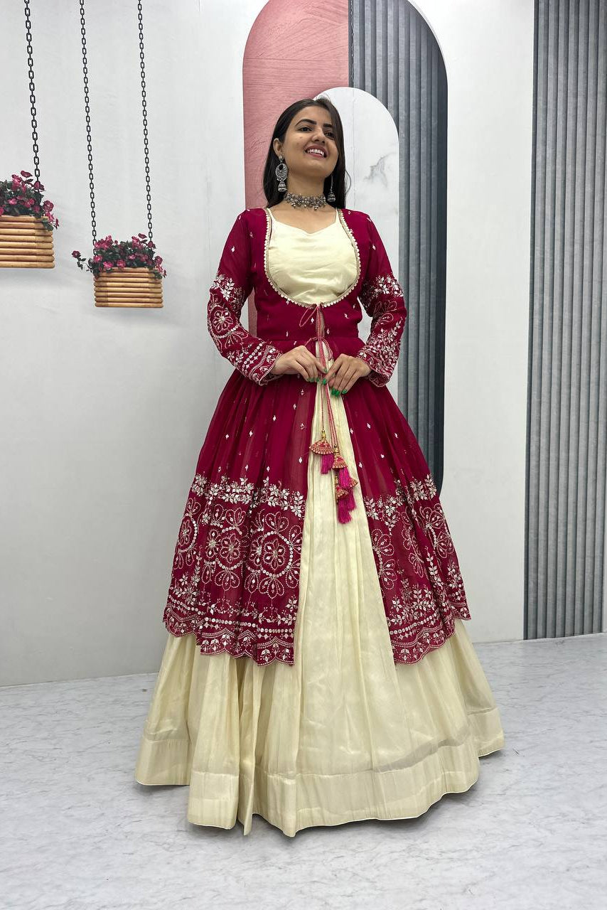 Simar Cosmos Lehenga Choli with Heavy Embroidered Shrug – Fully Stitched Festive Wear Set