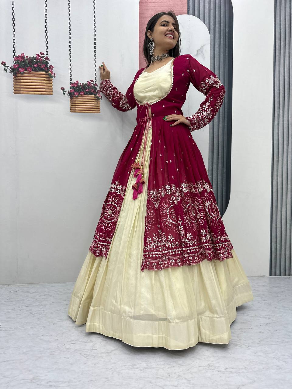 Simar Cosmos Lehenga Choli with Heavy Embroidered Shrug – Fully Stitched Festive Wear Set