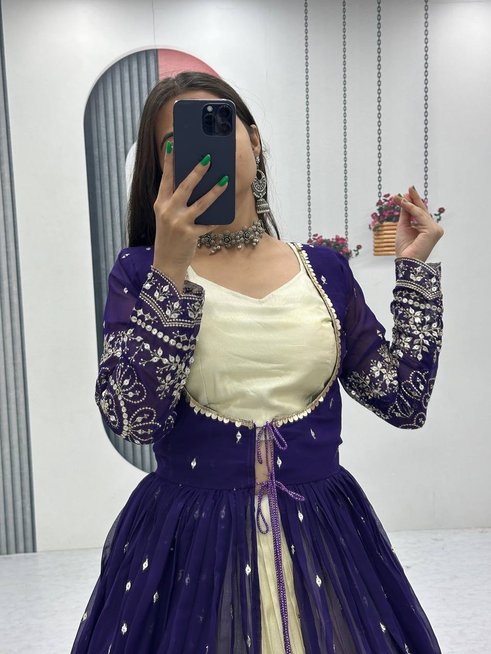 Simar Cosmos Lehenga Choli with Heavy Embroidered Shrug – Fully Stitched Festive Wear Set