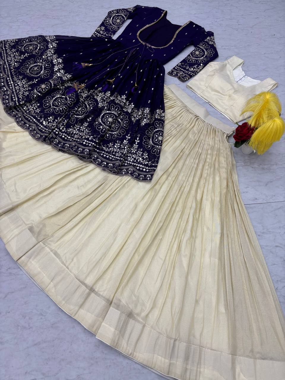Simar Cosmos Lehenga Choli with Heavy Embroidered Shrug – Fully Stitched Festive Wear Set