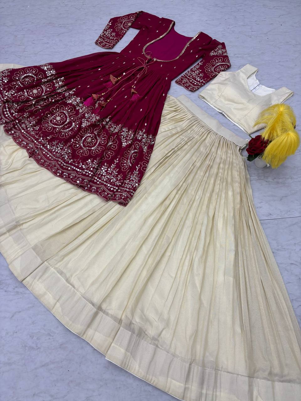 Simar Cosmos Lehenga Choli with Heavy Embroidered Shrug – Fully Stitched Festive Wear Set