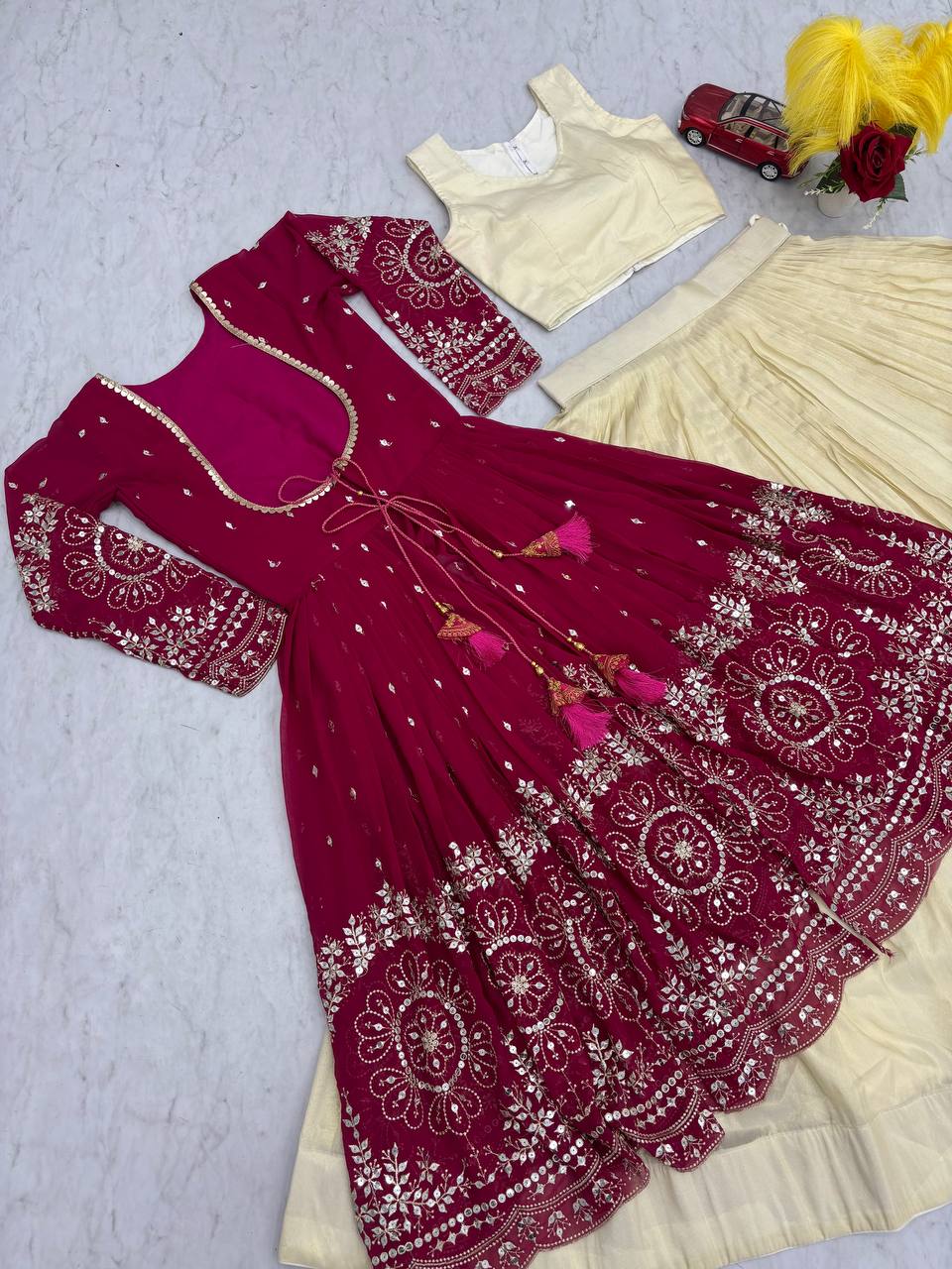 Simar Cosmos Lehenga Choli with Heavy Embroidered Shrug – Fully Stitched Festive Wear Set
