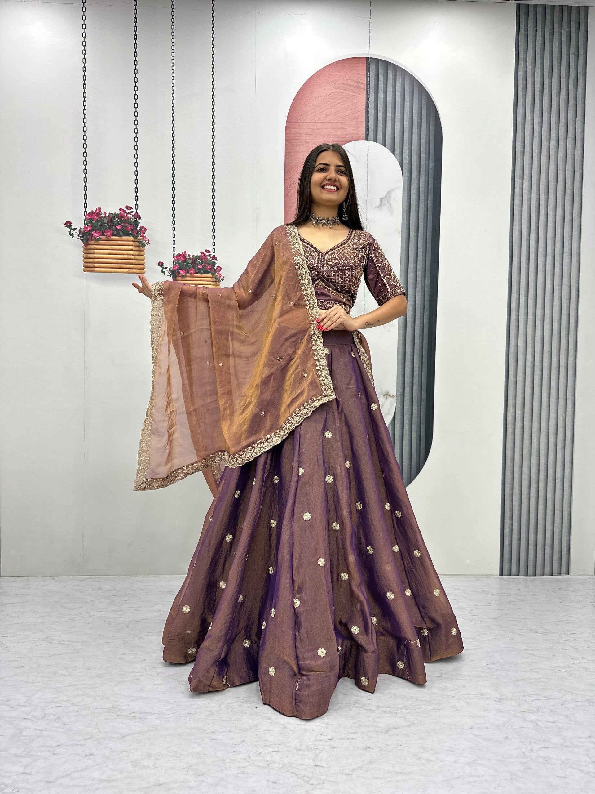 Mosh Lehenga Choli Set with 6 Meter Flair & Embroidered Dupatta