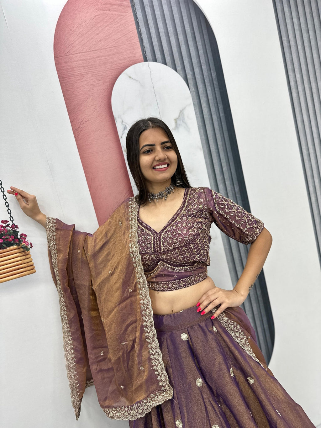 Mosh Lehenga Choli Set with 6 Meter Flair & Embroidered Dupatta