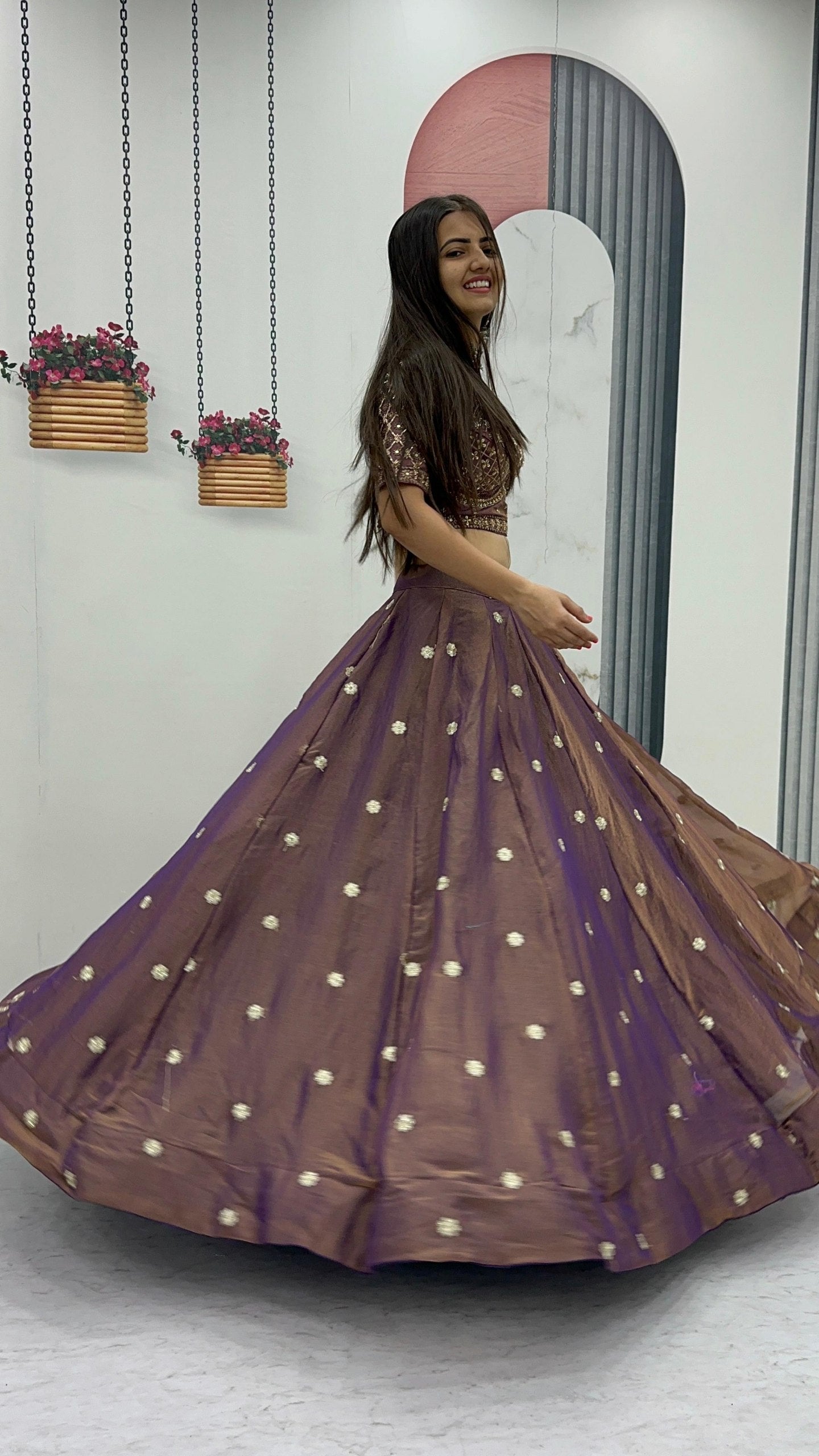 Mosh Lehenga Choli Set with 6 Meter Flair & Embroidered Dupatta