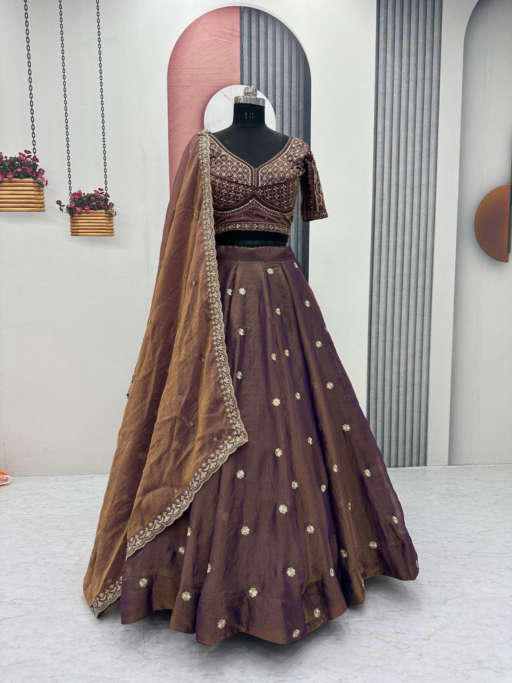 Mosh Lehenga Choli Set with 6 Meter Flair & Embroidered Dupatta