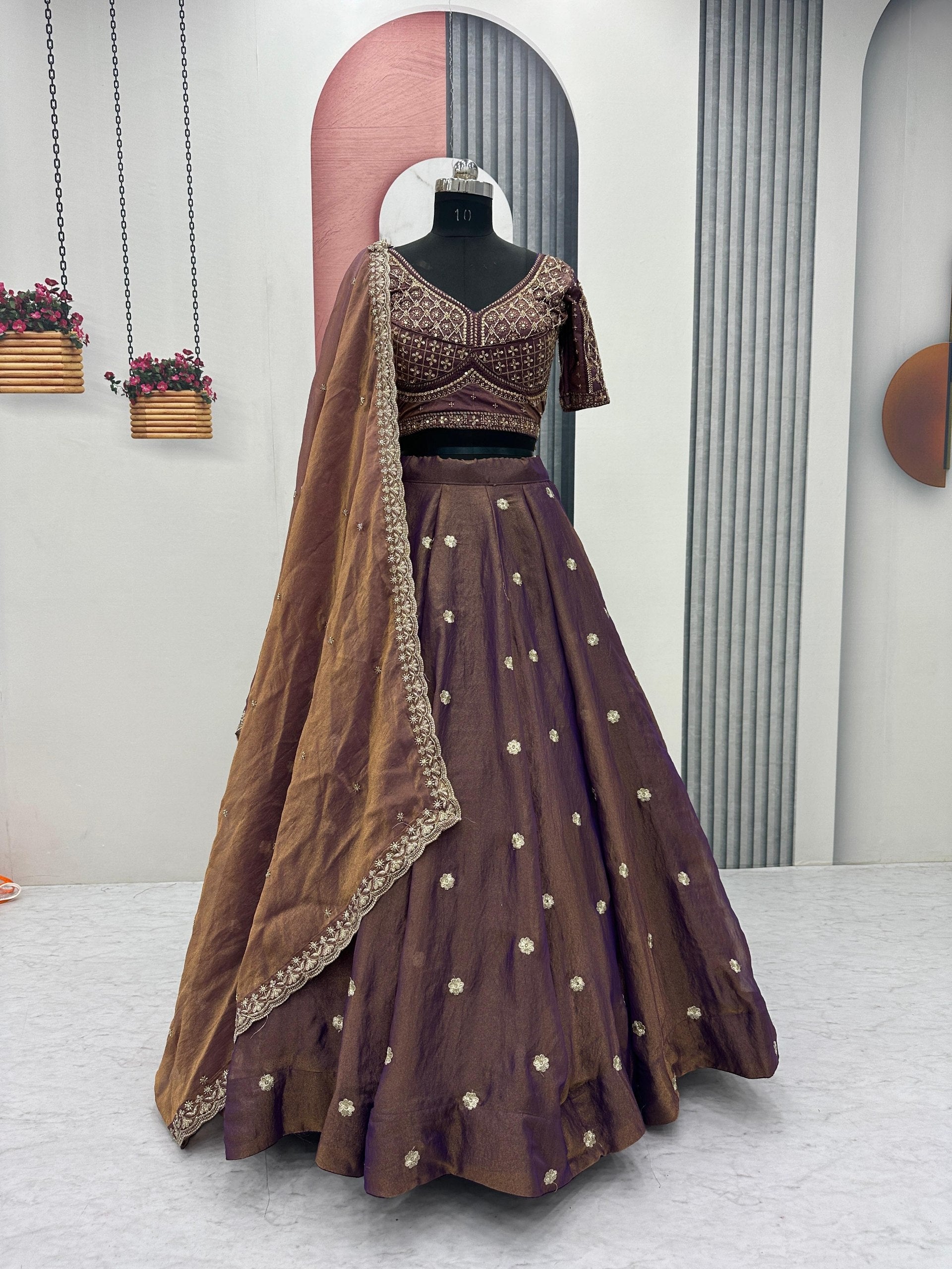 Mosh Lehenga Choli Set with 6 Meter Flair & Embroidered Dupatta