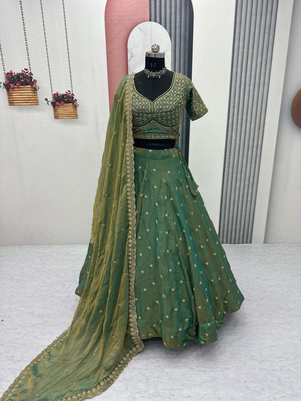 Mosh Lehenga Choli Set with 6 Meter Flair & Embroidered Dupatta