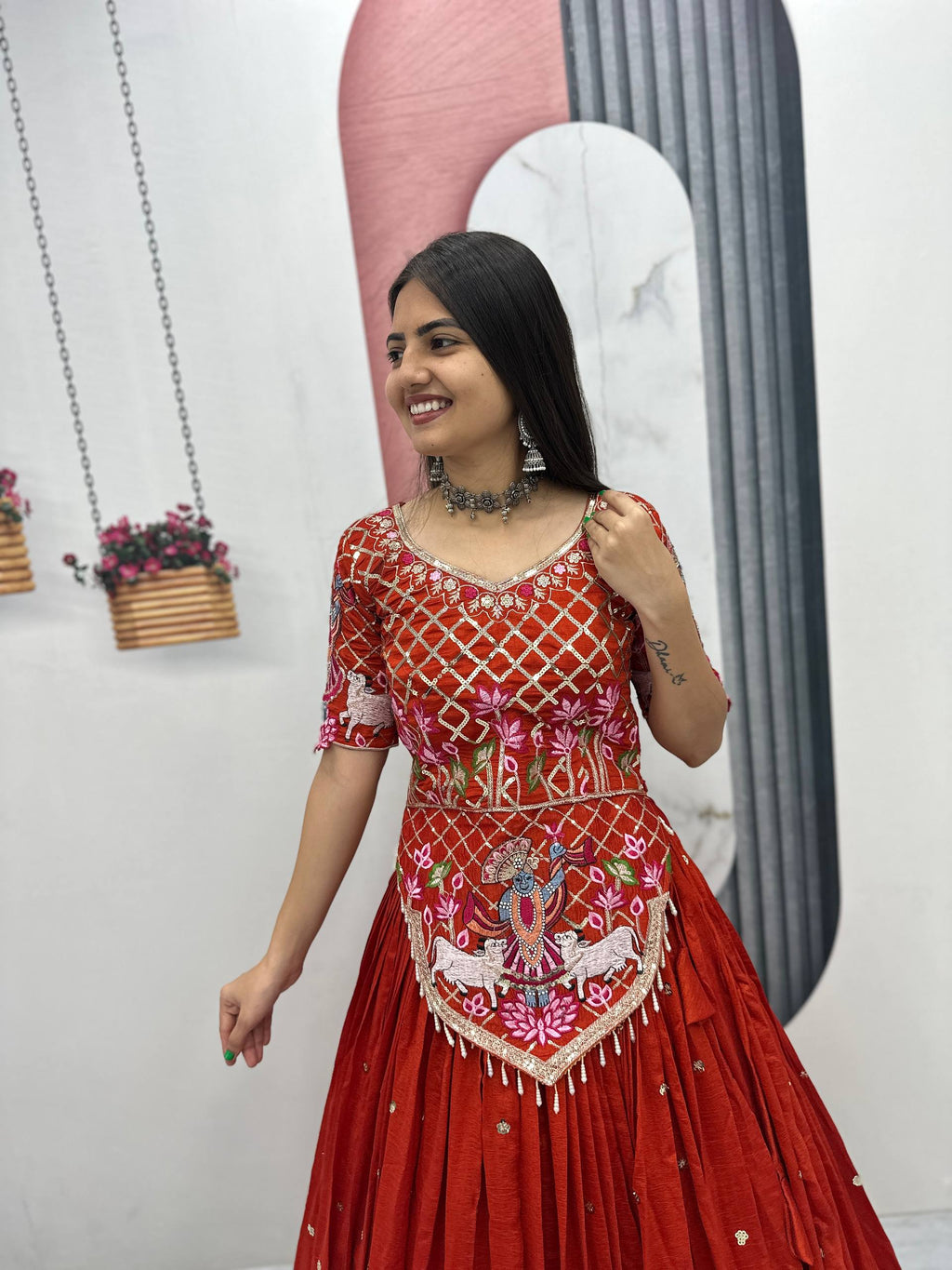 Vichitra Silk Lehenga Choli Set with 6 Meter Flair
