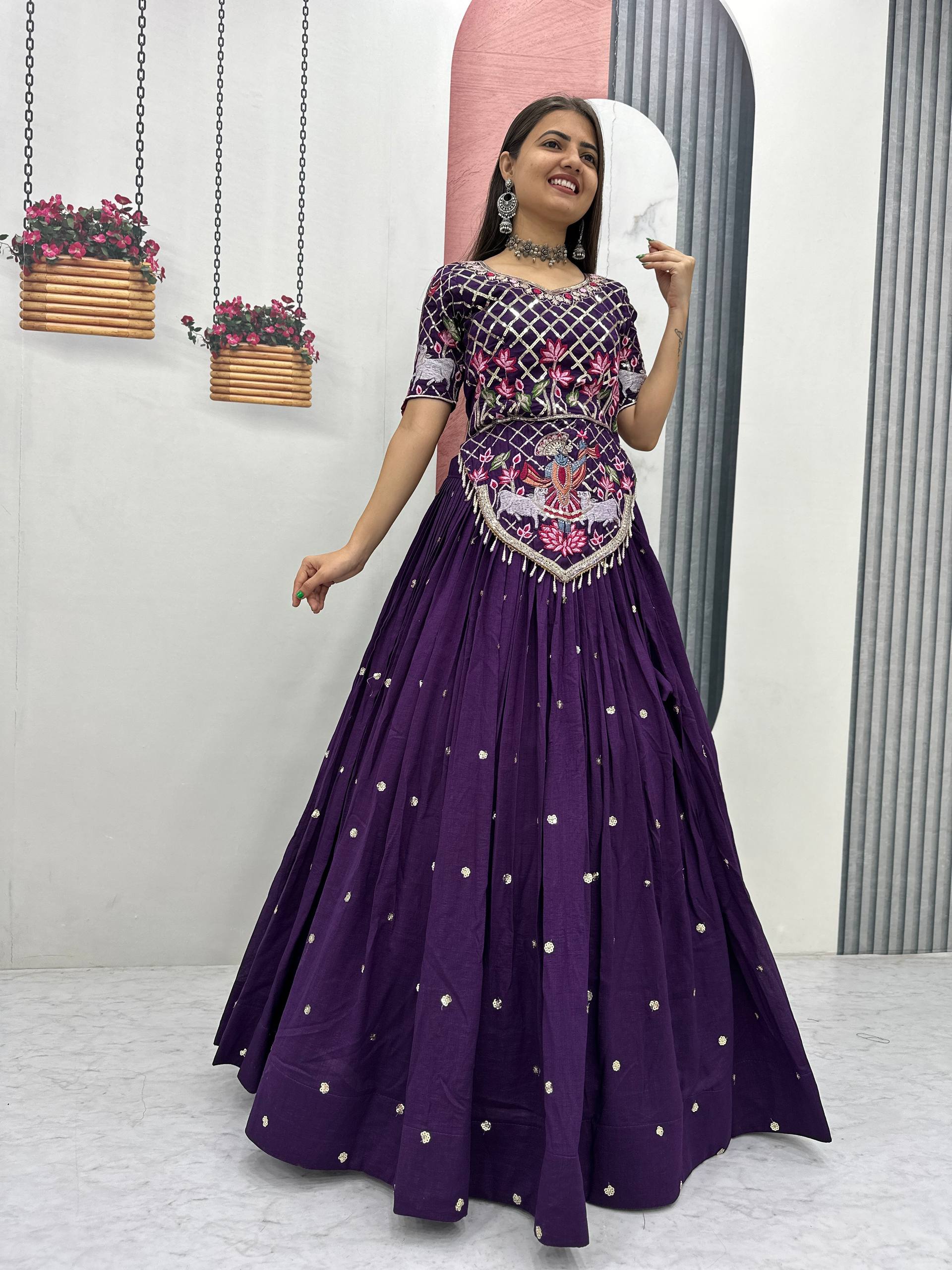 Vichitra Silk Lehenga Choli Set with 6 Meter Flair
