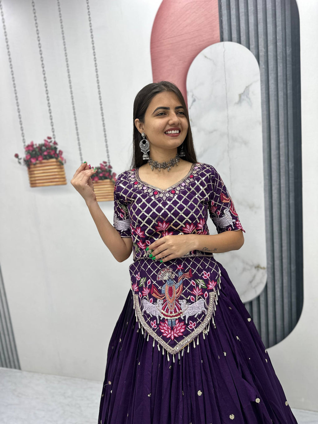 Vichitra Silk Lehenga Choli Set with 6 Meter Flair