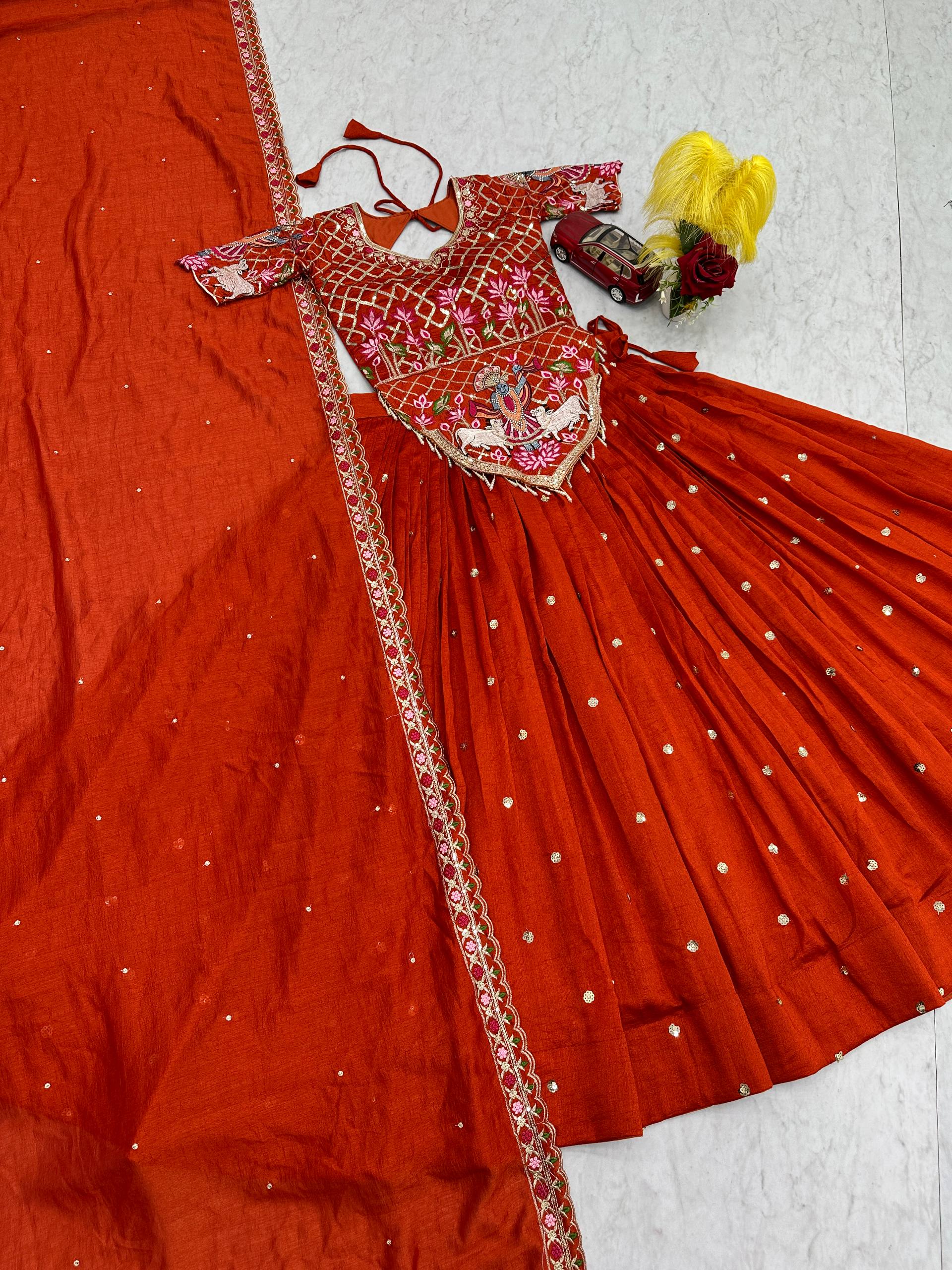 Vichitra Silk Lehenga Choli Set with 6 Meter Flair