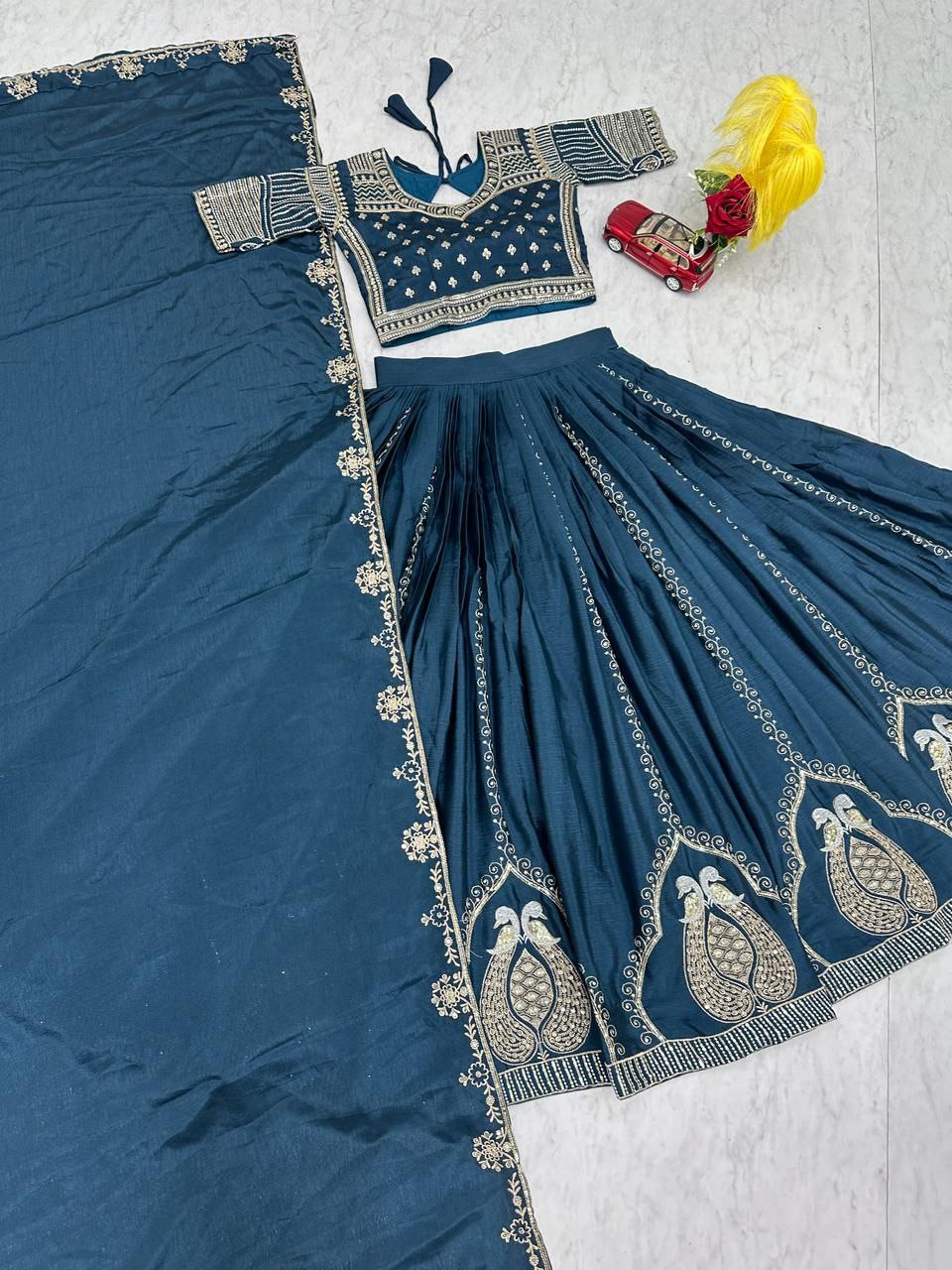 Designer Chinon Embroidered Lehenga Choli Set