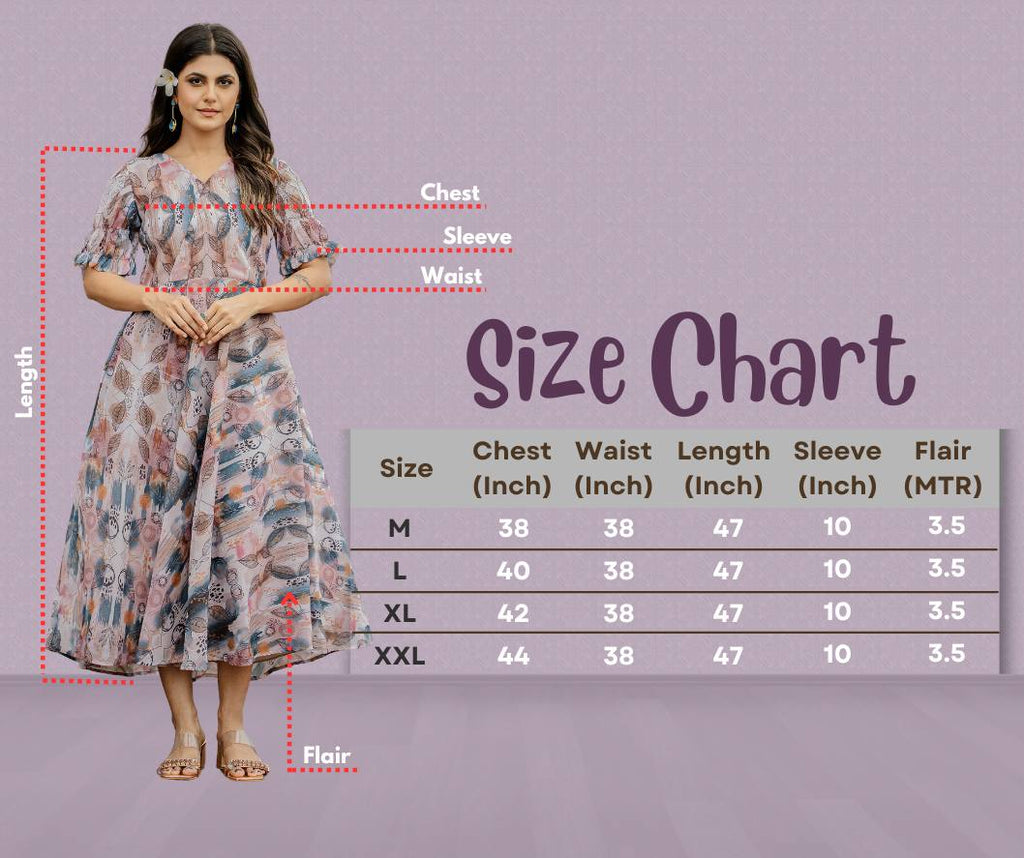 Georgette Floral & Geometric Digital Print Gown