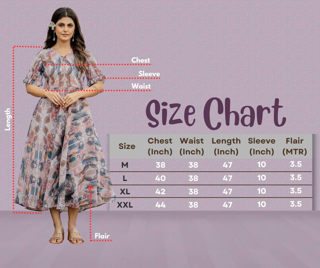 Georgette Floral & Geometric Digital Print Gown