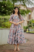 Georgette Floral & Geometric Digital Print Gown