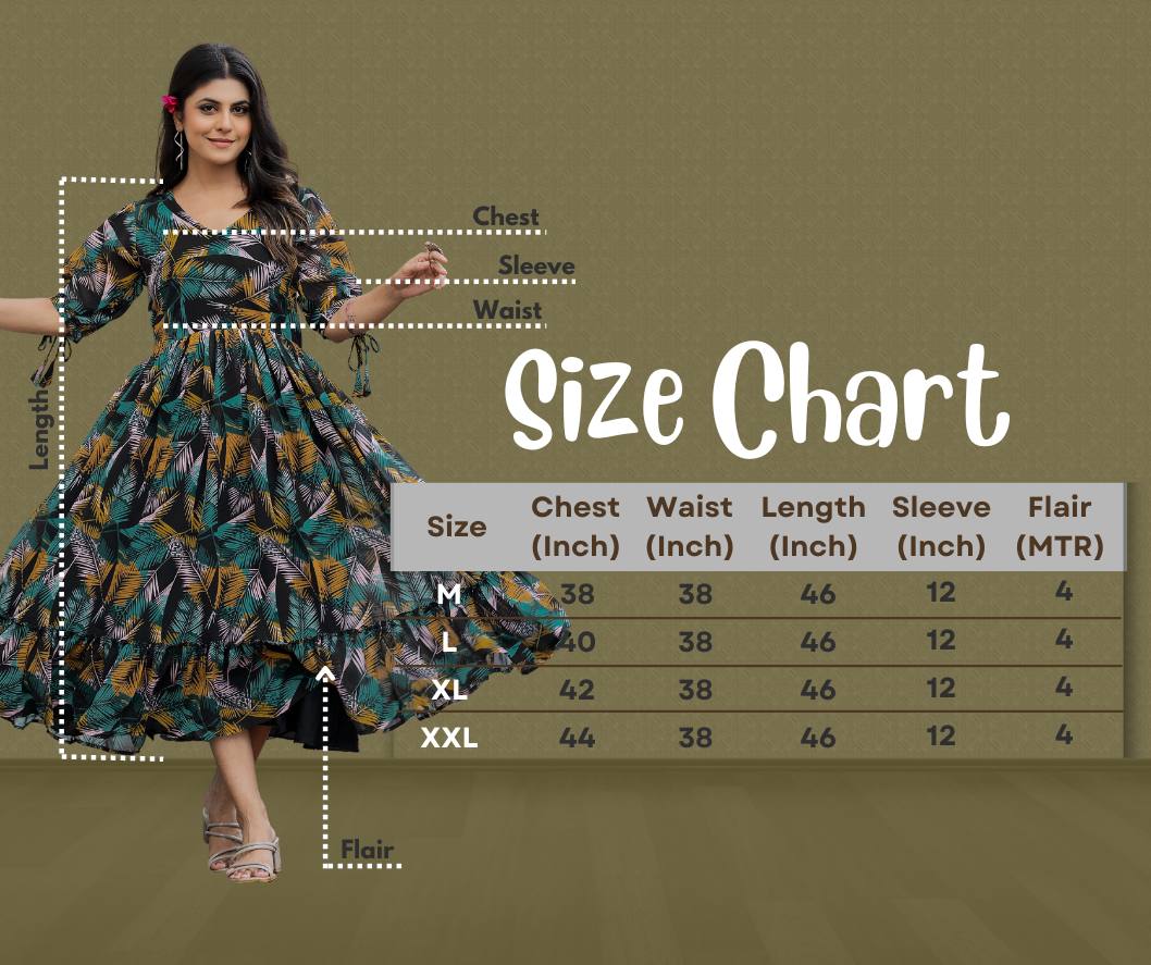 Georgette Floral & Geometric Digital Print Gown with 4 Meter Flair