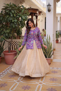Jacquard Lehenga Set with Fancy Neck Blouse