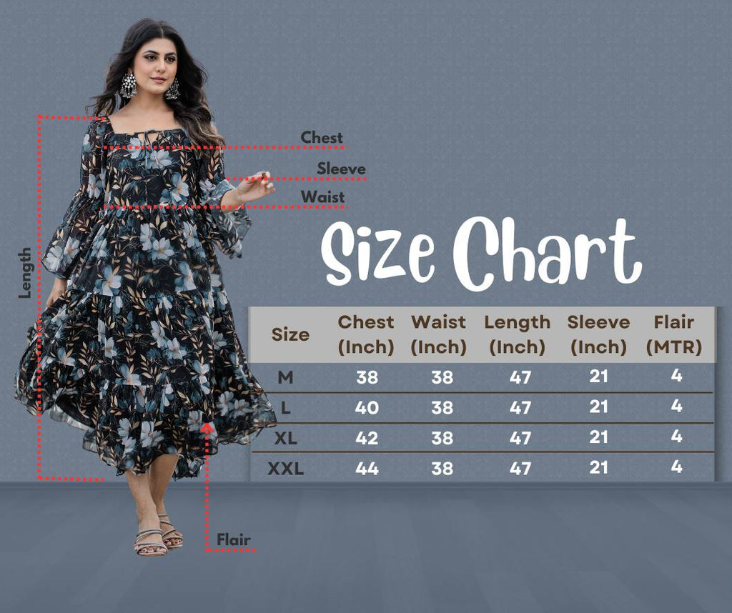 Georgette Floral Printed Long Gown