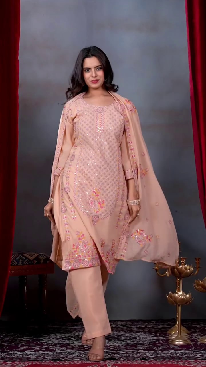 FESTIVAL SPECIAL DESIGNER HEAVY EMBROIDERY SEQUENCE WORK TOP PENT WITH DUPATTA SET