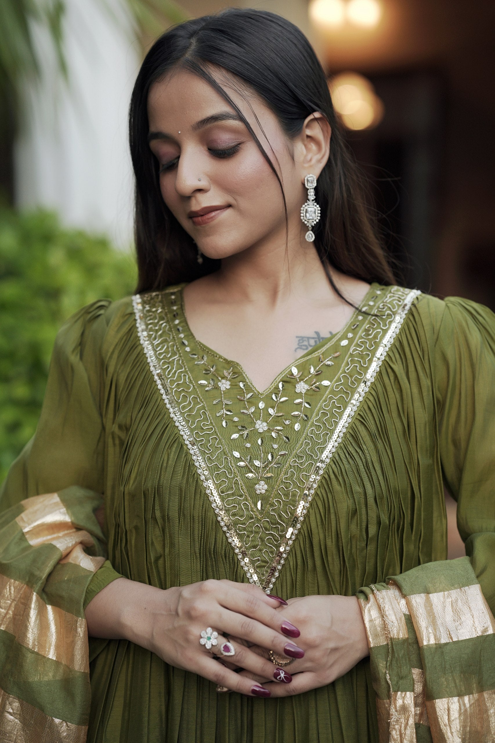 Elegant Mul Chanderi Suit Set