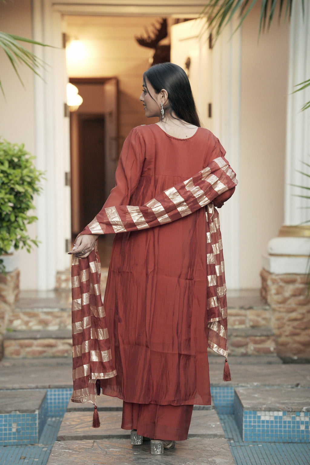 Elegant Mul Chanderi Suit Set