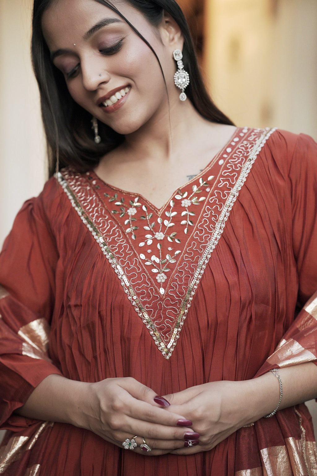 Elegant Mul Chanderi Suit Set