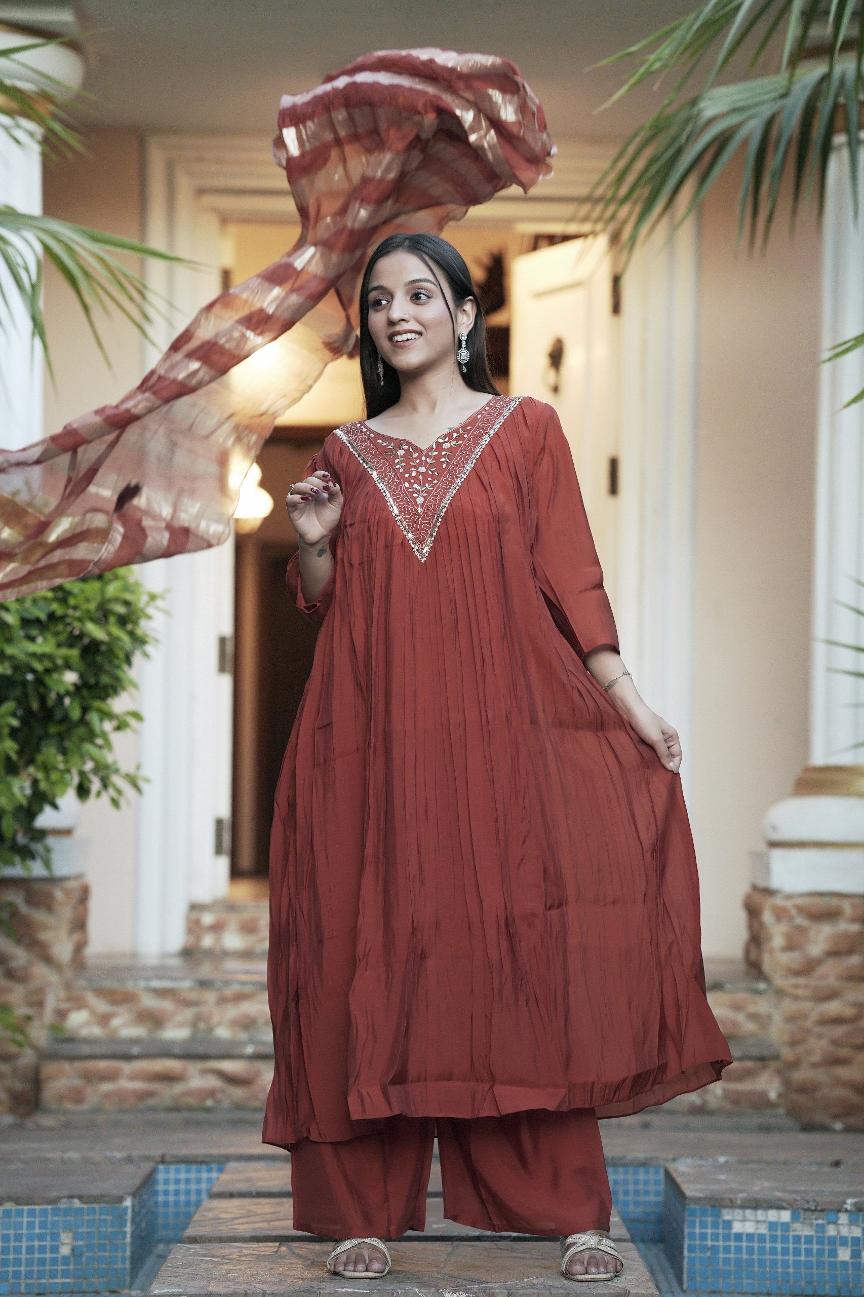 Elegant Mul Chanderi Suit Set