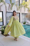 Mal Chanderi Beads Embroidery Gown Set
