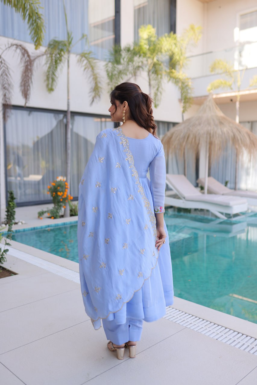 Mal Chanderi Beads Embroidery Gown Set