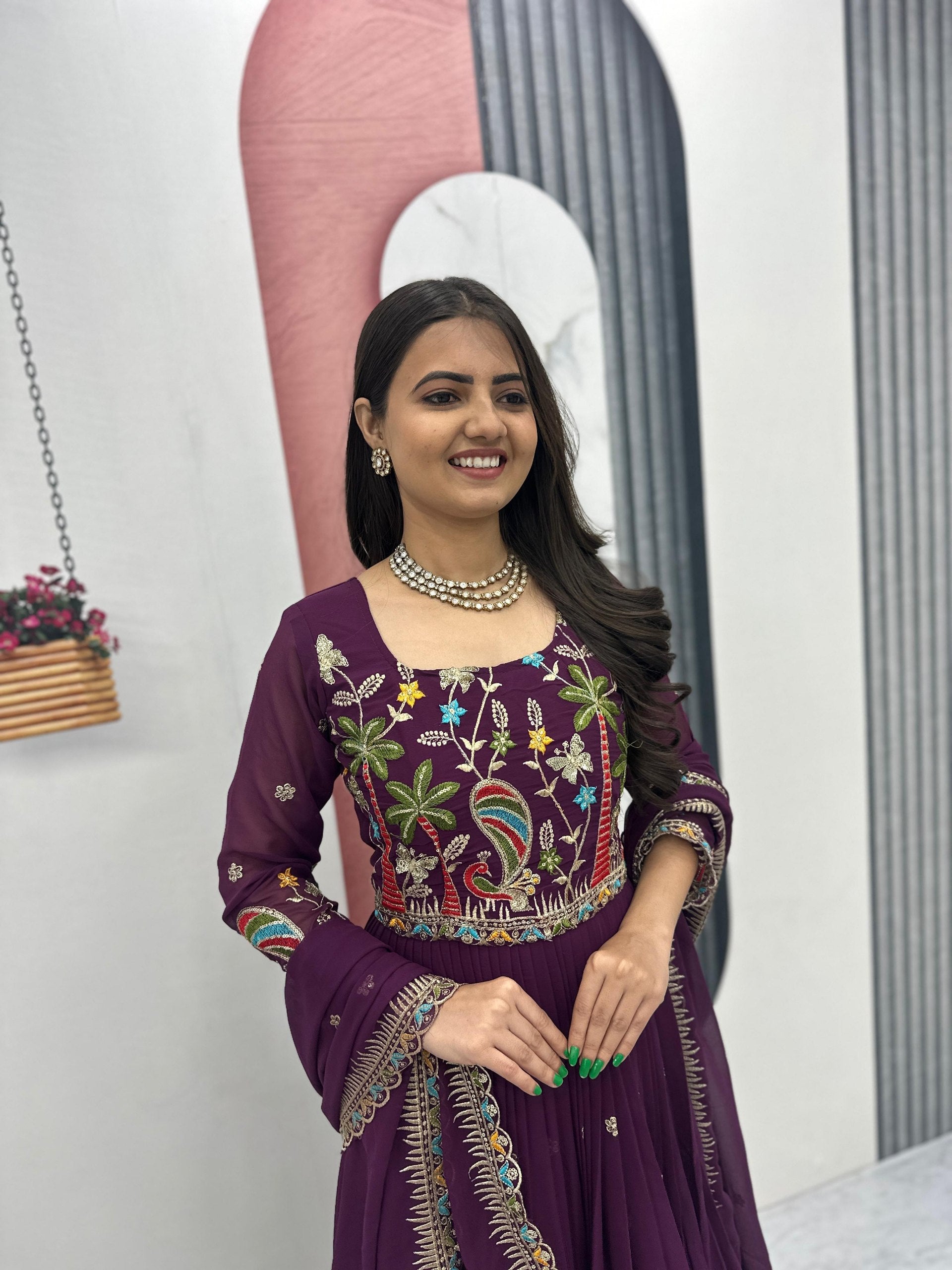 Fox Georgette Heavy Embroidered Gown with Dupatta