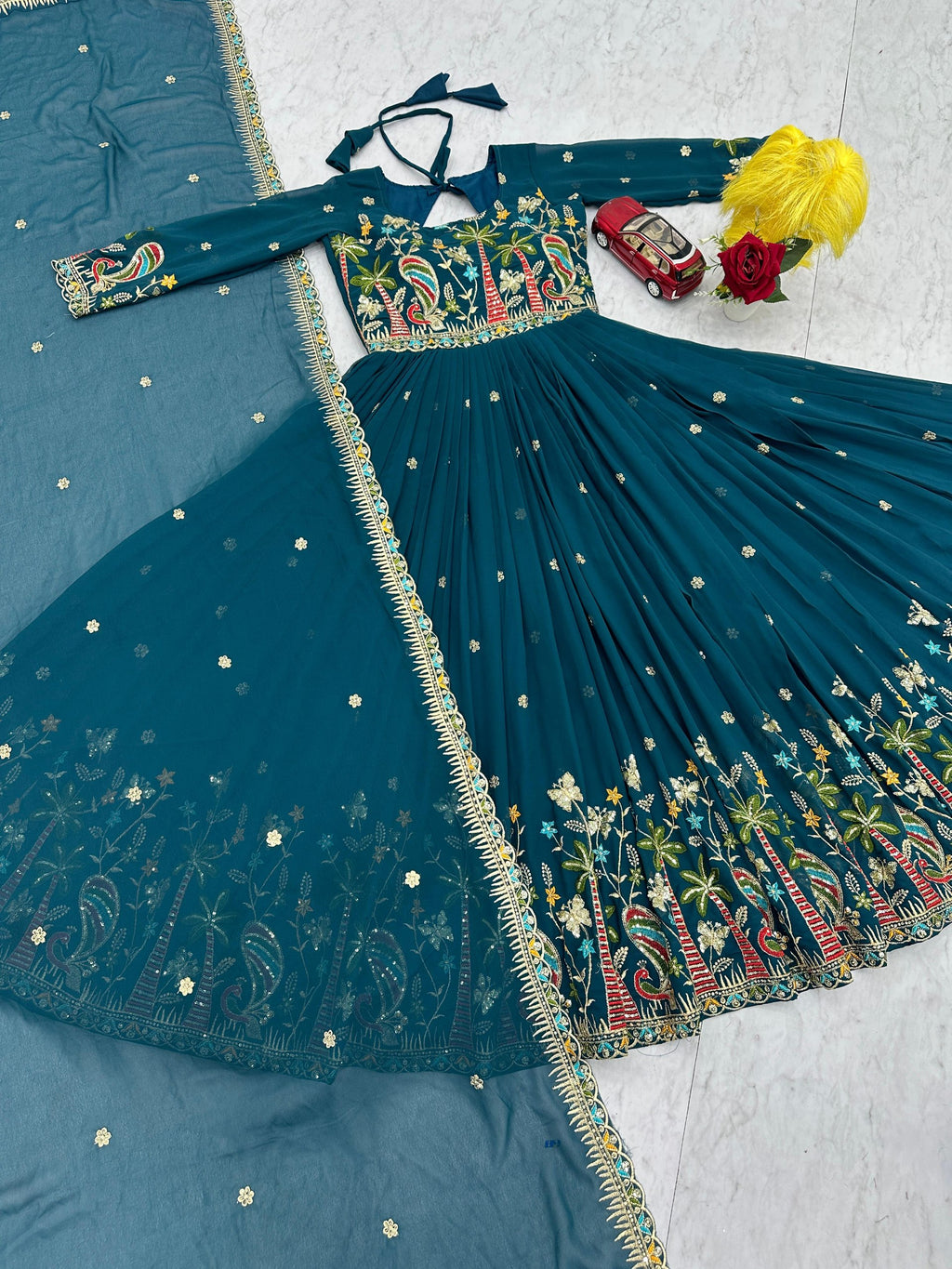 Fox Georgette Heavy Embroidered Gown with Dupatta