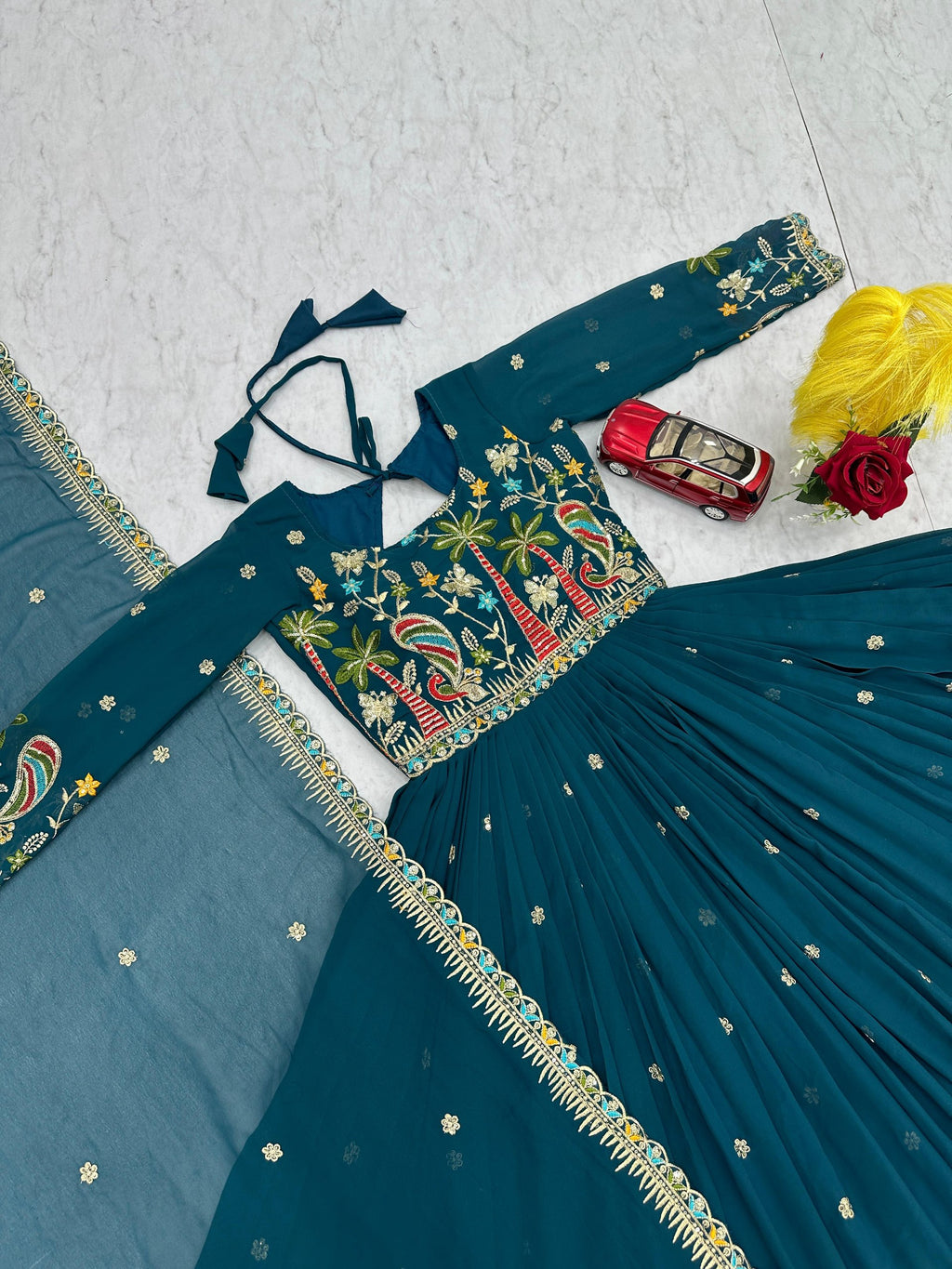 Fox Georgette Heavy Embroidered Gown with Dupatta