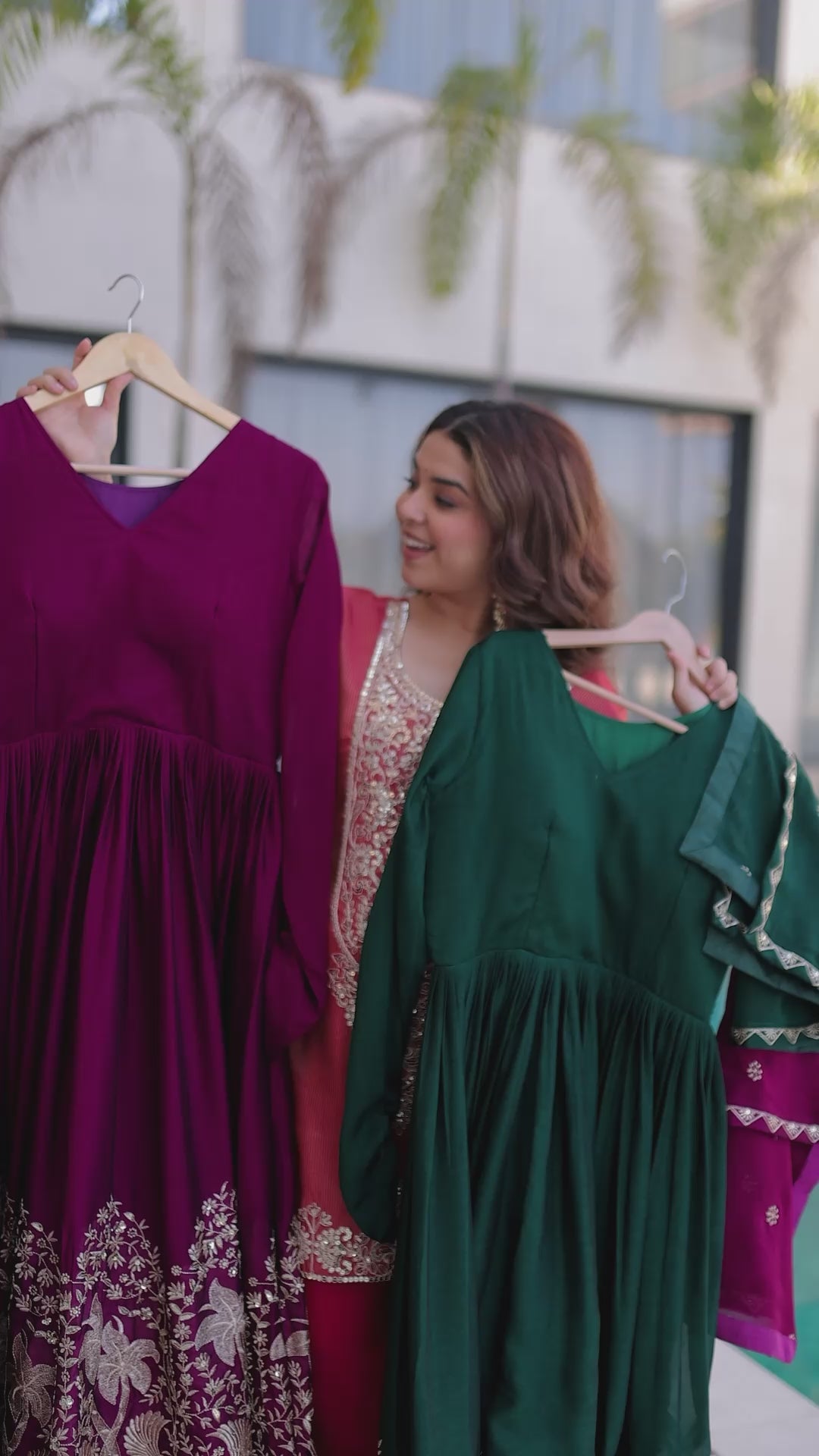 Designer Rangoli Crush Embroidered Gown with Dupatta – Elegant Wedding & Festive Wear