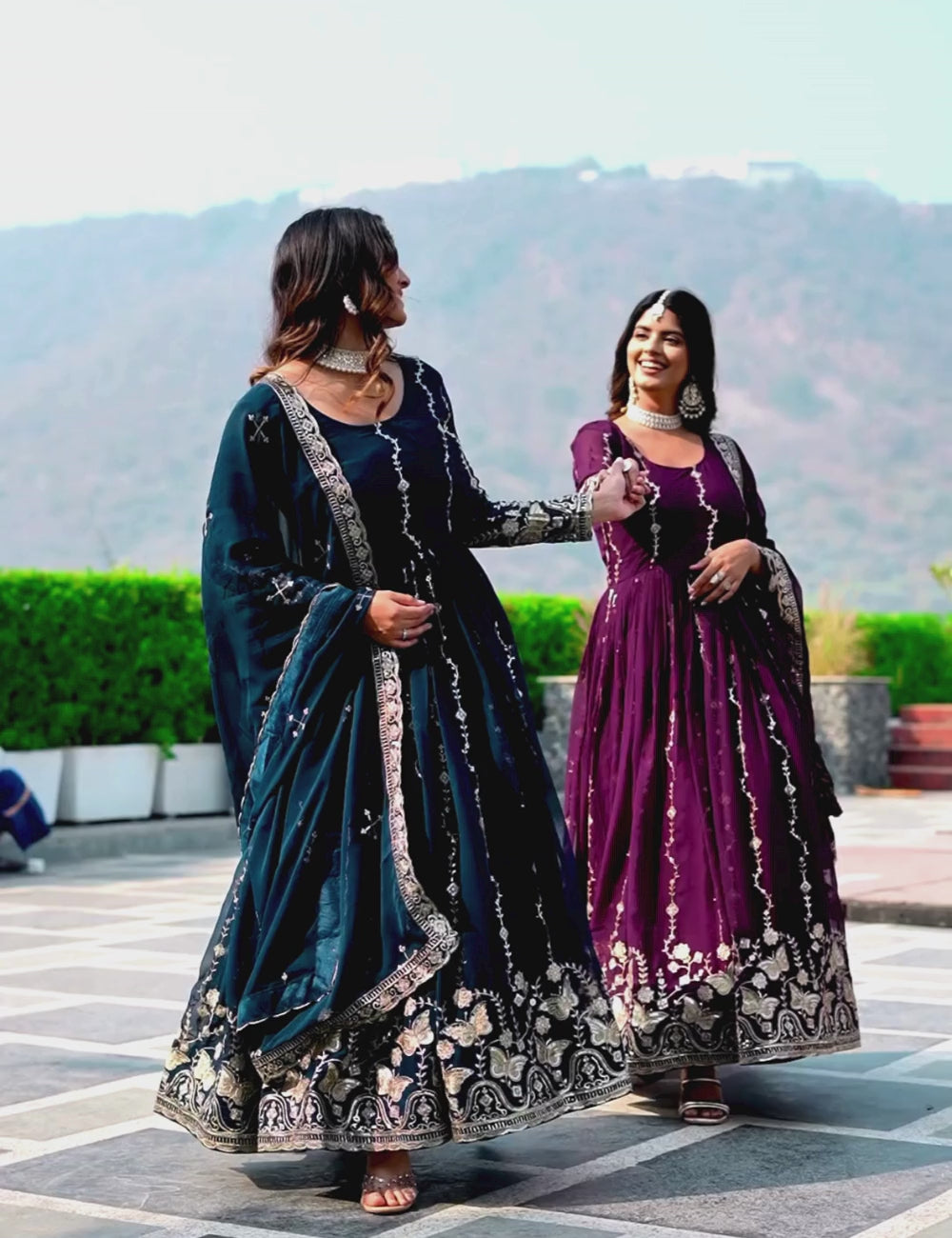 Georgette Gown with Heavy Sequence Embroidered Dupatta